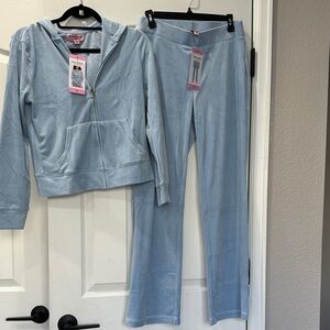 Juicy Couture Powder Blue Velvet Zip Hoodie